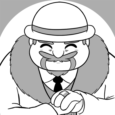 A smaller, slightly rotund older man wearing a white jacket with fur along the collar. Leo wears a white bowler hat and suit with a tie underneath his jacket. Often seen with a cane, a bird being the shape of the handle. Leo’s eyes a closed as if smiling and sports a goatee.